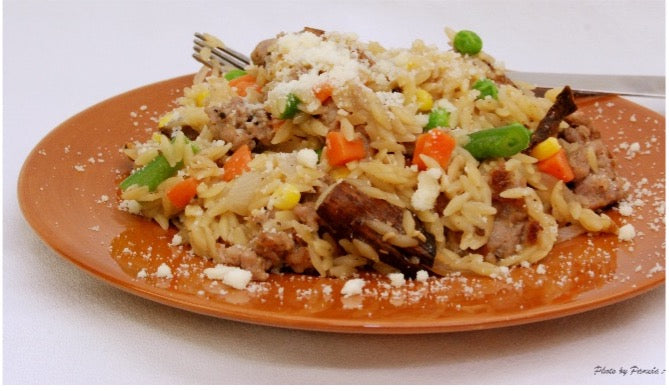 Orzo with Salsiccia and Vegetables